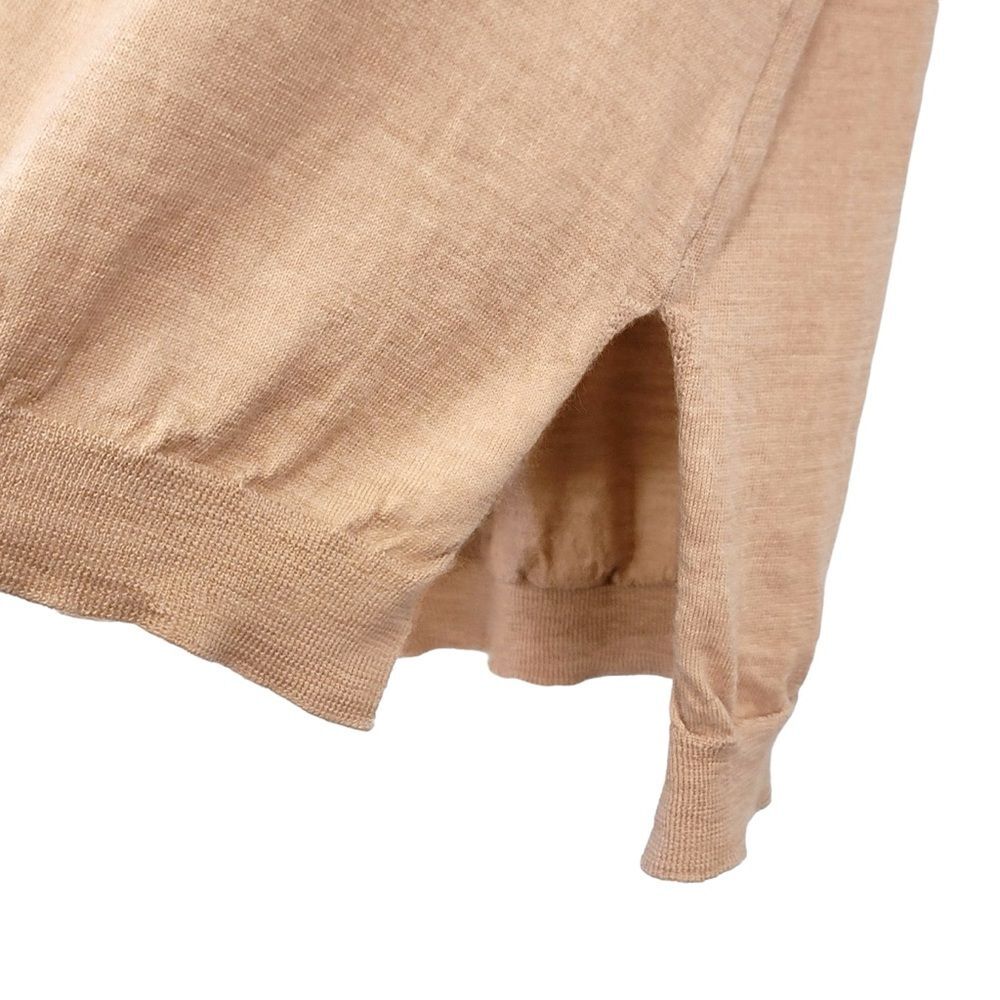Anthropologie Moth Double V Neck 100% Extra Fine Merino Wool Warm Tan Sweater XS - Picture 5 of 10